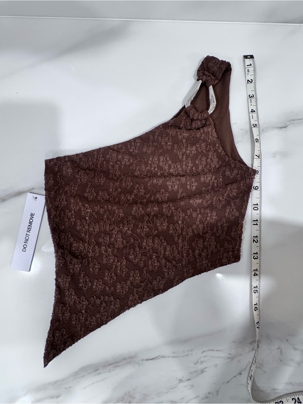Princess Polly One-Shoulder Brown Lace Top